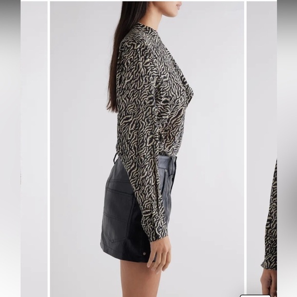 Isabel Marant Étoile VILDA Abstract BLOUSE printed flowing blouse ECRU/ BLACK - Picture 4 of 8